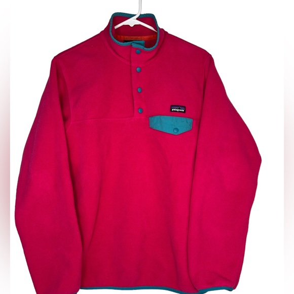 Womens  Patagonia Synchilla Snap-T Fleece Pullover Sweater Size Medium Hot Pink - Picture 3 of 6